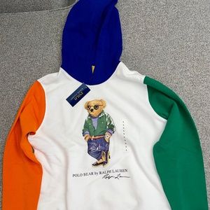 Polo Bear By Ralph Lauren Color Block Hoodie Sweatshirt Size L (14-16) NWT